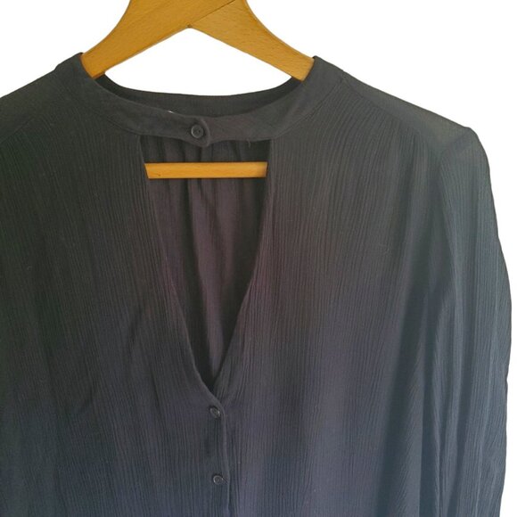 Lush Nordstrom XS Choker Collar Plunge Button Front Top Black Long Sleeve Event - Picture 8 of 10